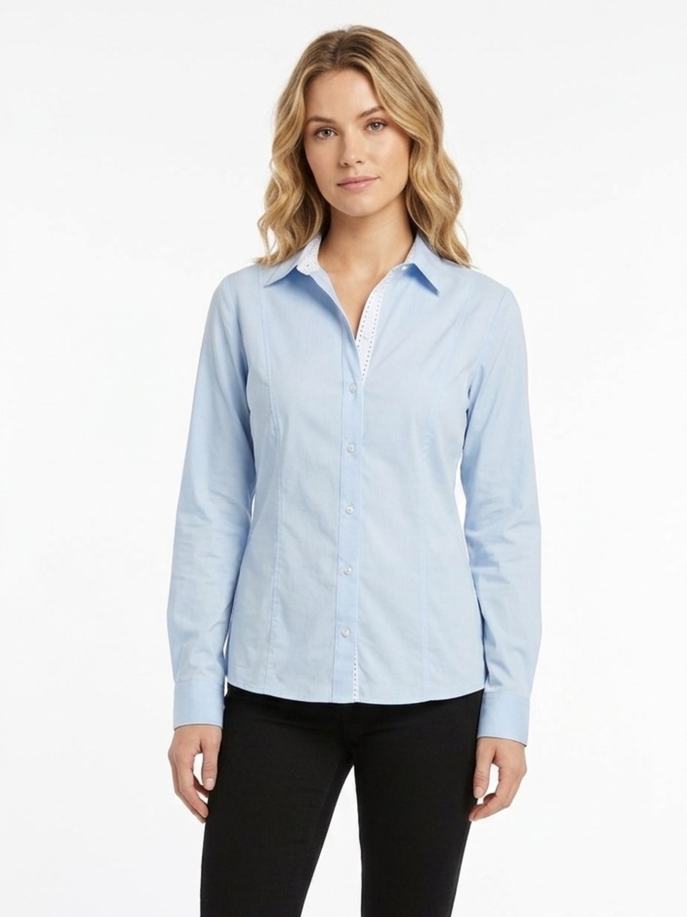 FITS blue button down riding shirt size large